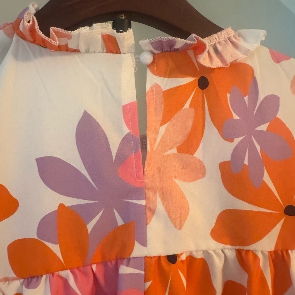 SHEIN  Floral Blouse in Orange and Pink Women’s 1X NWOT - Picture 6 of 8